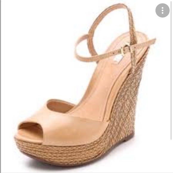 SCHUTZ Shoes - Schutz Suede Leather Tan Espadrille Platform Wedges Size 9
